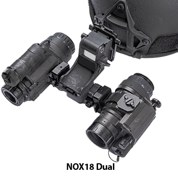 N-Vision NOX18 dual setup shown mounted to a helmet.