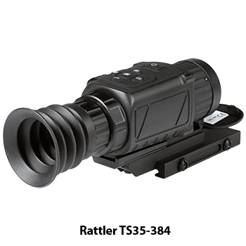 Photo showing a AGM Rattler TS35-384 thermal riflescope.