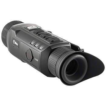 Angle view of a InfiRay Outdoor ZOOM dual FOV thermal monocular.