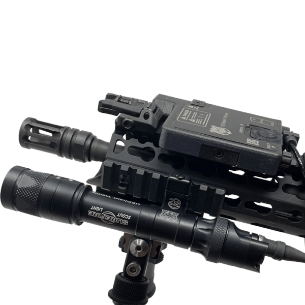 US Night Vision Designate IR dual beam infrared and visible laser shown mounted to an AR-15 rifle.