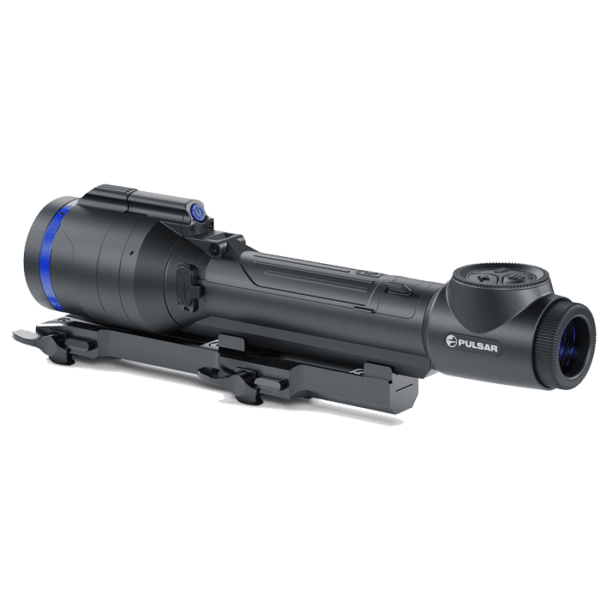 Side view of a Pulsar Talion thermal riflescope.